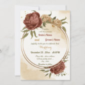 テラコッタアーストーンフローラ結婚グリーンリー 招待状 (正面)