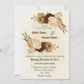 テラコッタアーストーンフローラ結婚グリーンリー 招待状 (正面)