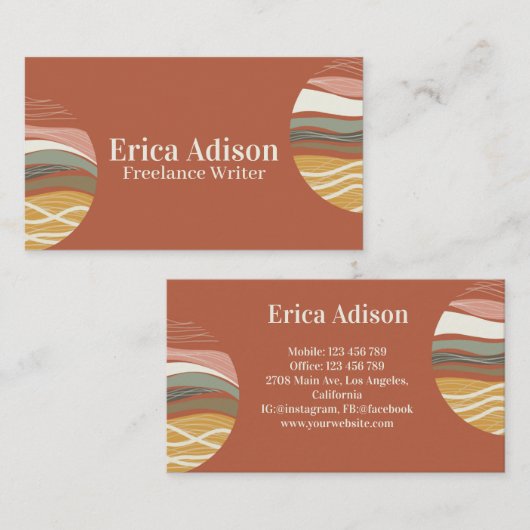 テラコッタアーストーン抽象芸術ボホシック 名刺 (正面/裏面)