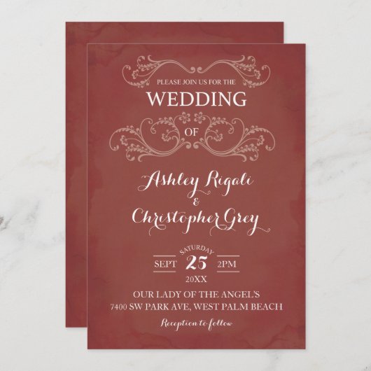 テラコッタアーストーン結婚式招待状 招待状 (正面/裏面)