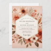 テラコッタアースリーブルームウェディング 招待状 (正面/裏面)