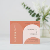 テラコッタアーチウェディング日付はがきを保存 ポストカード (スタンド正面)
