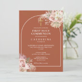 テラコッタアーチパンパスグラスファースト聖餐式 招待状 (スタンド正面)