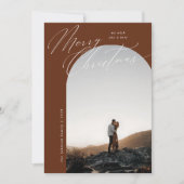 テラコッタアーチフォトスクリプトタイポグラフィクリスマス シーズンカード (正面)