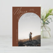 テラコッタアーチフォトスクリプトタイポグラフィクリスマス シーズンカード (スタンド正面)