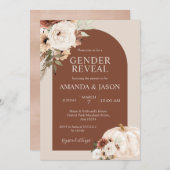 テラコッタアーチフローラカボチャベビージェンダーリビール 招待状 (正面/裏面)