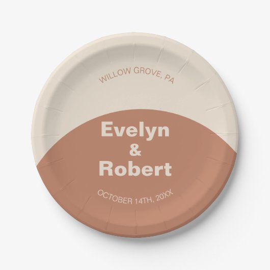 テラコッタアーチミニマフォーマルリスト結婚ズ ペーパープレート (正面)