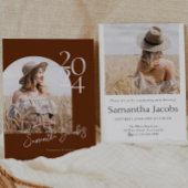 テラコッタアーチミニマモダンリスト写真卒業 招待状