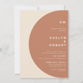 テラコッタアーチミニマルイニシャル結婚ズ 招待状 (正面)
