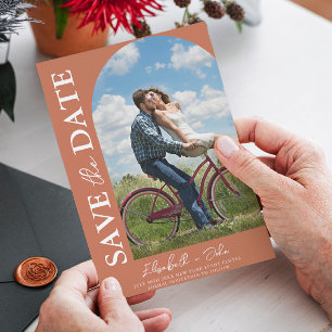 テラコッタアーチ写真結婚式の日付を保存 セーブザデート