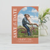 テラコッタアーチ写真結婚式の日付を保存 セーブザデート (スタンド正面)