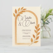 テラコッタアーチ紅葉結婚式招待状 招待状 (スタンド正面)