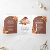 テラコッタアーチ自然フローラパンプキ結婚ンの 三つ折り招待状 (内部)