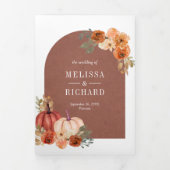 テラコッタアーチ自然フローラパンプキ結婚ンの 三つ折り招待状 (カバー)