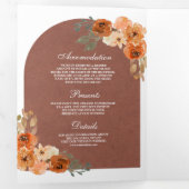 テラコッタアーチ自然フローラパンプキ結婚ンの 三つ折り招待状 (内部最初)