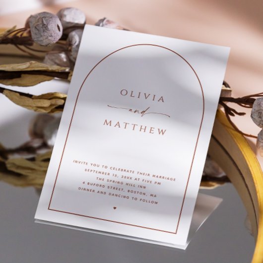 テラコッタアーチ。エレガントミニマ結婚リストQR 招待状