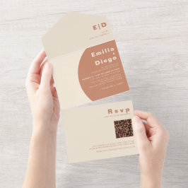 テラコッタアーフォーマルチボダ結婚ズ オールインワン招待状