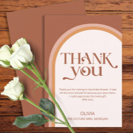 テラコッタアーモダンチブライダルシャワーサンキューユー カード