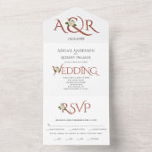 テラコッタイニシャルとアンパサンド、バラ結婚ズ オールインワン招待状 (内側)