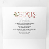 テラコッタイニシャルとアンパサンド、バラ結婚ズ 三つ折り招待状 (内部最初)