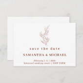 テラコッタインディ秋のフローラ日付を保存 招待状 (正面/裏面)