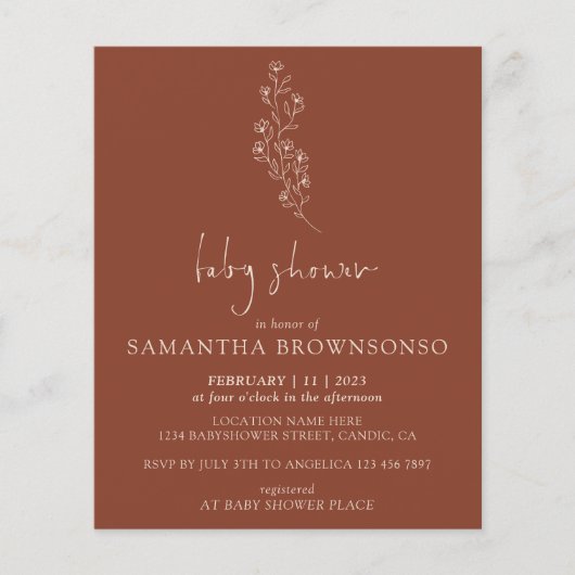 テラコッタインディ素朴バジェットベビーシャワー チラシ (正面)