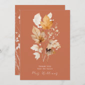 テラコッタウィスパーズ秋ブライダルシャワー感謝してい サンキューカード (正面/裏面)