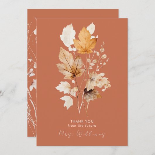 テラコッタウィスパーズ秋ブライダルシャワー感謝してい サンキューカード (正面/裏面)