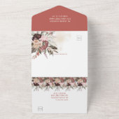テラコッタウィンターホワイト赤面ピンク結婚フローラ オールインワン招待状 (外側)