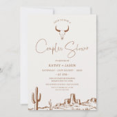 テラコッタウェスタン素朴カップルのシャワーブライダル 招待状 (正面)