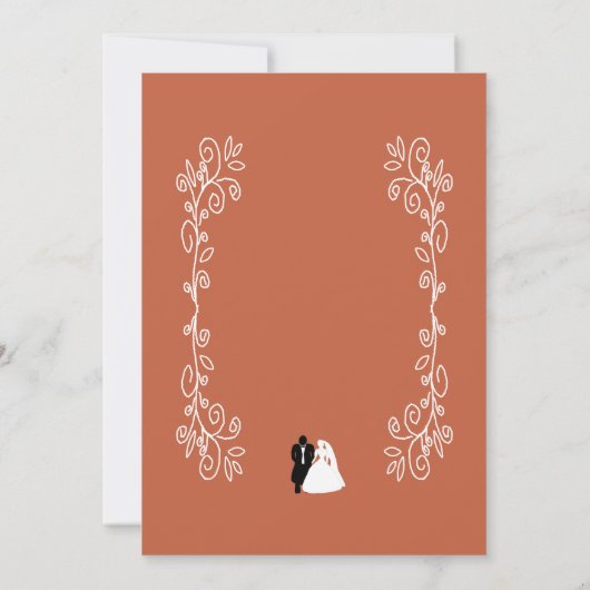 テラコッタウェディングは日付カード新郎新婦を保存 セーブザデート (裏面)