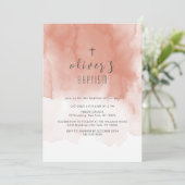 テラコッタウォーターカラーデザートクロスボーイバプテスマ 招待状 (スタンド正面)