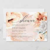 テラコッタウォーターカラーフラワーズブライダルシャワー 招待状 (正面)