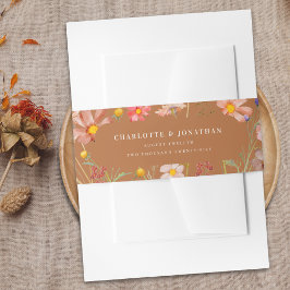 テラコッタウォーターカラーフローラ秋の結婚式 招待状ベリーバンド