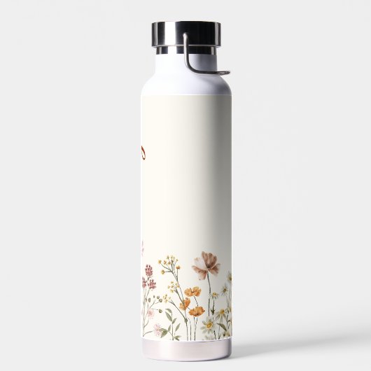 テラコッタウォーターカラーワイルドフラワーガーデンモノグラム ウォーターボトル (左面)