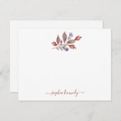 テラコッタウォーターカラー紅葉 パーソナライズされた   ノートカード (正面/裏面)