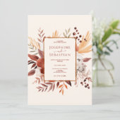 テラコッタウォーター素朴カラー秋結婚フローラ 招待状 (スタンド正面)