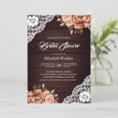 テラコッタウッドフローラ写真QRコードブライダルシャワー 招待状 (スタンド正面)