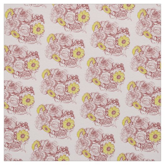 テラコッタエッジデイジーローズブーケ ファブリック (見本)