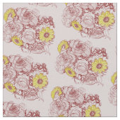 テラコッタエッジデイジーローズブーケ ファブリック (クローズアップ)