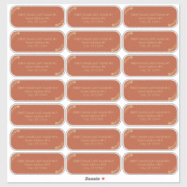 テラコッタエレガントと金ゴールドのゲ結婚ストアドレス シール