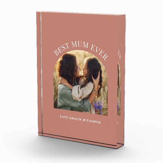 テラコッタエレガントアーチ写真タイポグラフィ最高のマム フォトブロック (右)