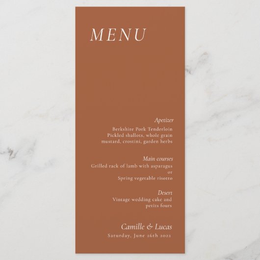 テラコッタエレガントウェディングメニュー メニュー (正面)