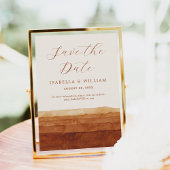 テラコッタエレガントウォータカラー抽象芸術砂漠 セーブザデート