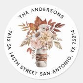 テラコッタエレガントウォーターカラーフローラメイスンジャー ラウンドシール (正面)
