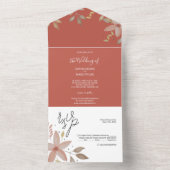 テラコッタエレガントウォーターカラーミニマルアート オールインワン招待状 (内側)