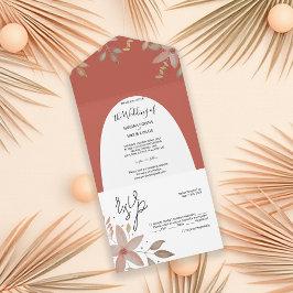 テラコッタエレガントウォーターカラーミニマルアート オールインワン招待状