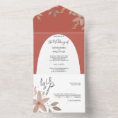 テラコッタエレガントウォーターカラーミニマルアート オールインワン招待状 (内側)
