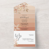 テラコッタエレガントウォーターグラデーションカラーの花 オールインワン招待状 (内側)