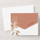 テラコッタエレガントウォーターグラデーションカラーの花 オールインワン招待状 (裏面)